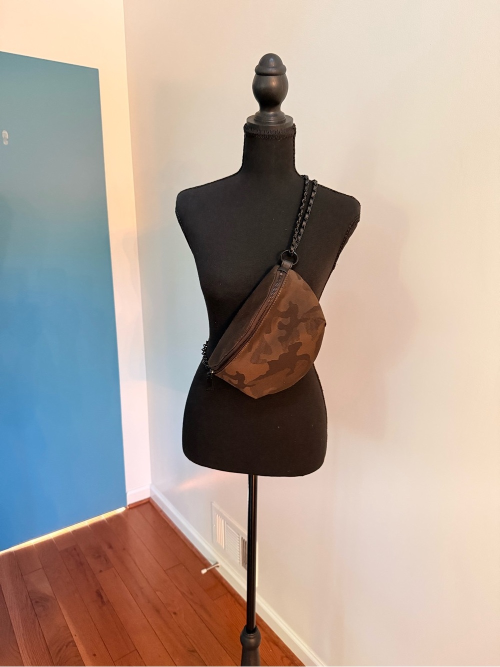 Steve Madden Brown/Green Camo Crossbody Sling Bag (convertible handle options)